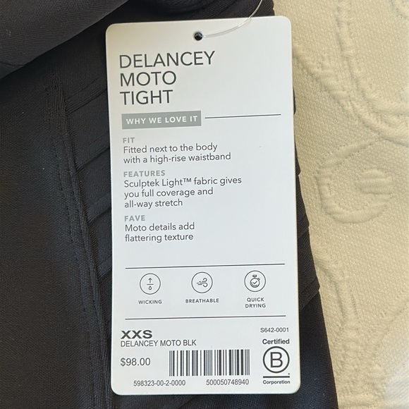 Athleta Women's Black Delancey Moto Tights New‎ with Tags Size XXS - Picture 6 of 11